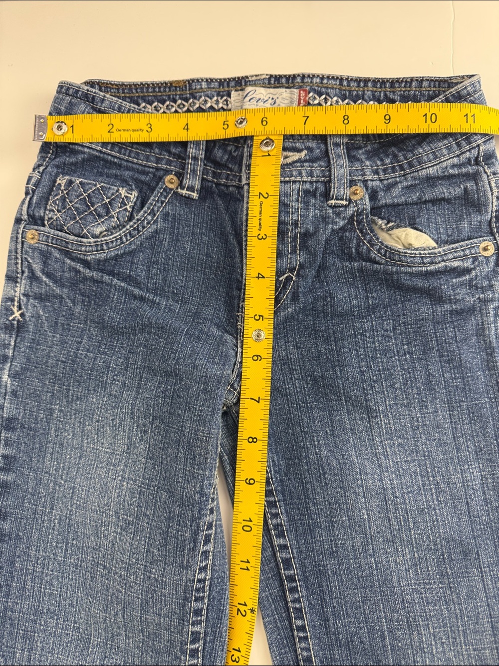 Levi's Girls Size 8 Bell Bottom Jeans Medium Wash Adjustable Waist Flare Denim - Picture 7 of 11